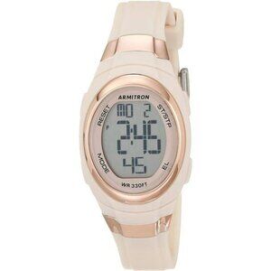 Womens Digital Chronograph Watch Pink Resin Strap Waterproof Alarm Timer